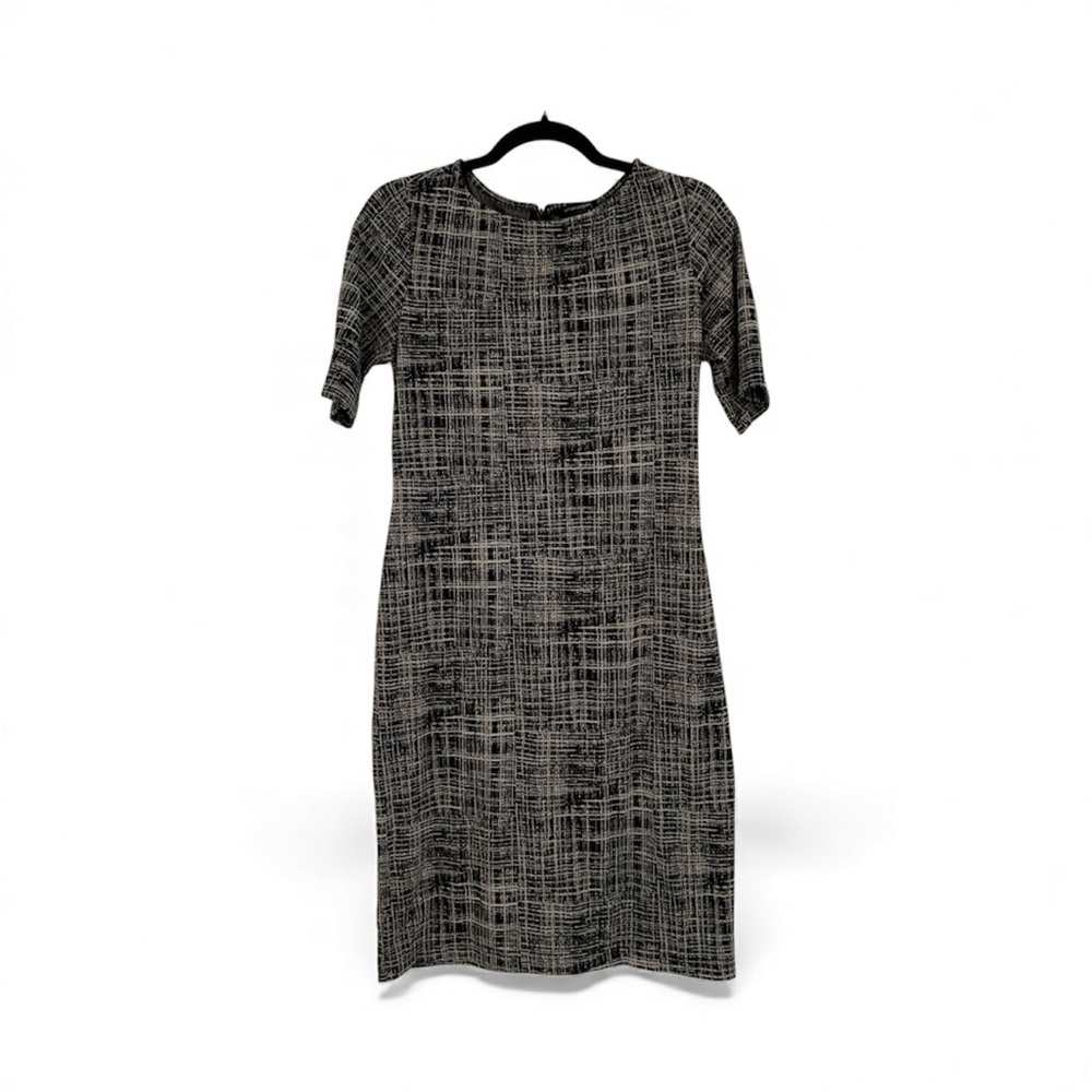 Sharagano Black and White Midi Dress Short Sleeve Size 6 Great Condition